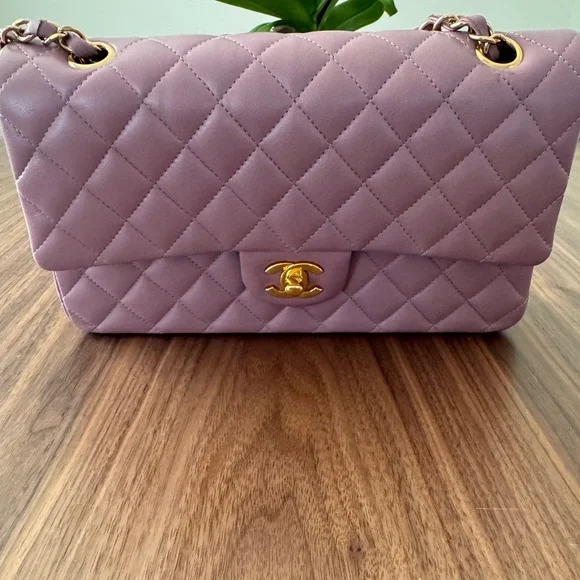 CHANEL Lambskin Quilted Medium Double Flap in Pink/Lilac - Picture 8 of 15
